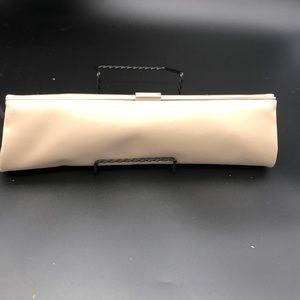 Ann taylor slim champagne satin clutch